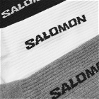 Salomon Men's EVERYDAY CREW SOCK 3-PACK in Black/White/Grey Melange