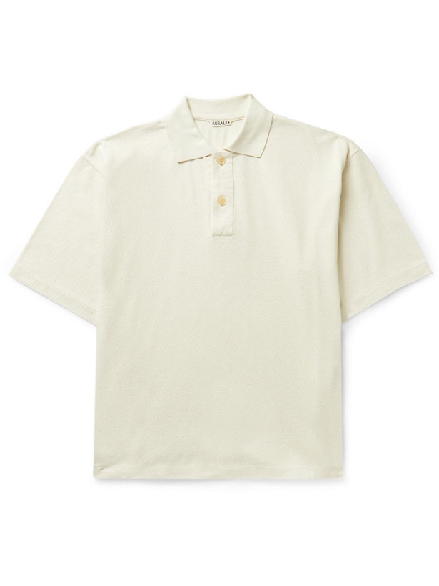 Photo: AURALEE - Oversized Cotton-Piqué Polo Shirt - Neutrals