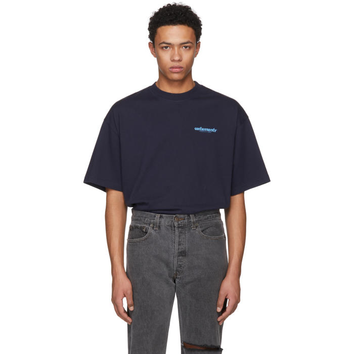 Vetements Navy Fiber Optic T-Shirt Vetements