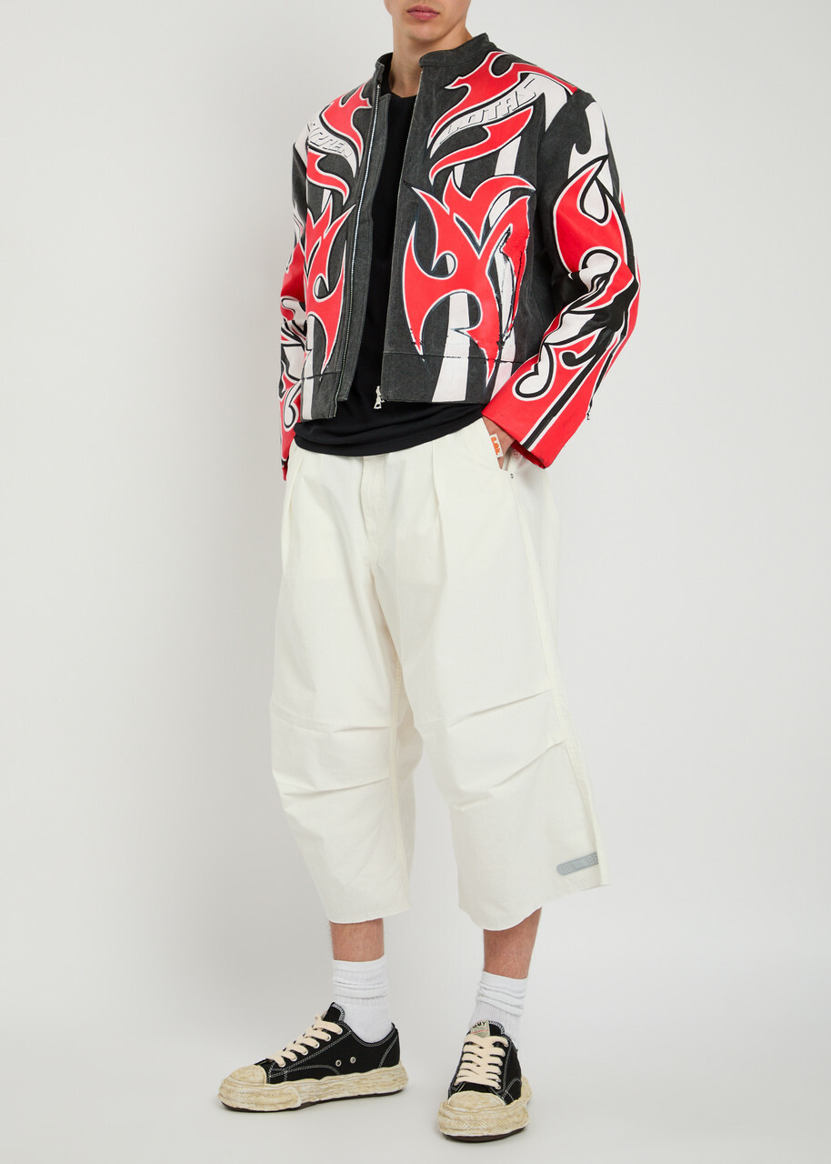 Warren Lotas Plastisol Puff Printed Armor Canvas Jacket Black Red
