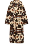 Pendleton - Cotton-Terry Jacquard Hooded Robe - Brown