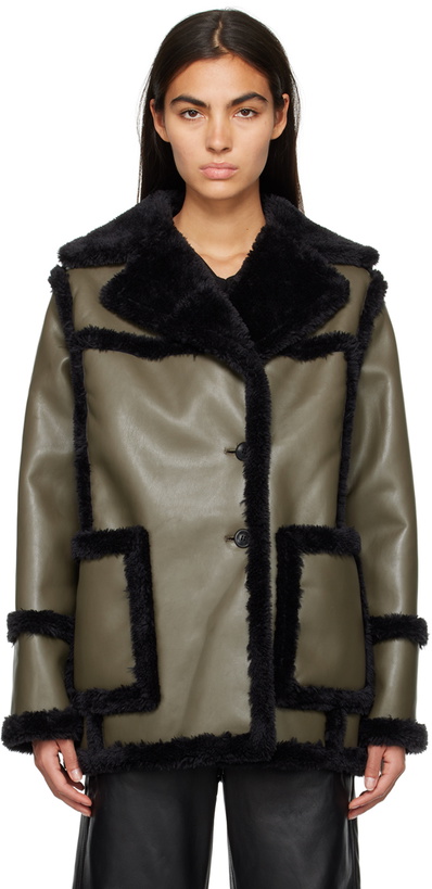 Photo: Proenza Schouler Khaki Patch Pocket Faux-Leather Jacket