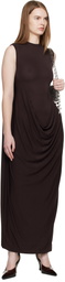 Jean Paul Gaultier Brown Double Layer Draped Maxi Dress