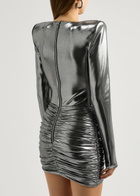 Balmain Draped Metallic Stretch-jersey Mini Dress Silver