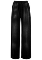 Alexanderwang.t Faded Crystal-embellished Velour Sweatpants Black