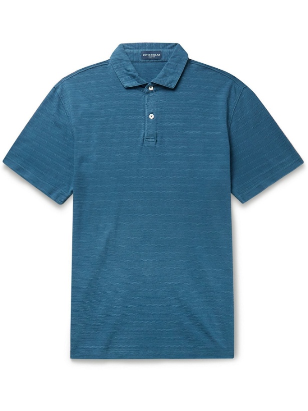 Photo: PETER MILLAR - Striped Pima Cotton-Jacquard Polo Shirt - Blue