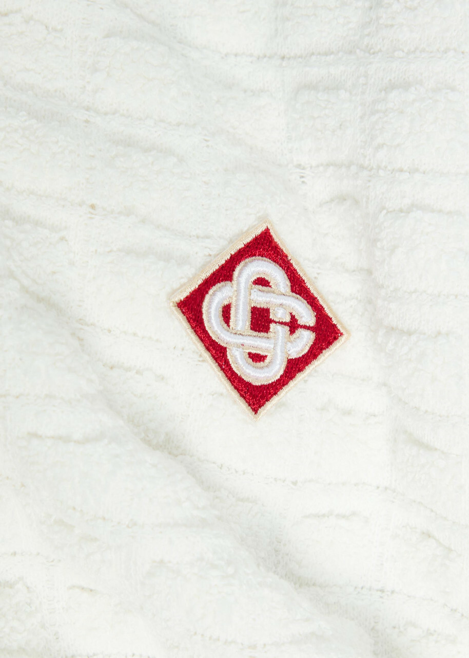 Casablanca Logo-appliquéd Bouclé Polo Shirt White