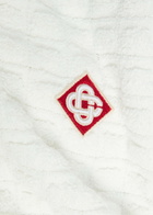 Casablanca Logo-appliquéd Bouclé Polo Shirt White
