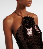Magda Butrym Floral-appliqué sequined gown