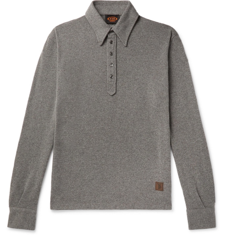 Photo: Tod's - Logo-Appliquéd Wool-Blend Polo Shirt - Gray