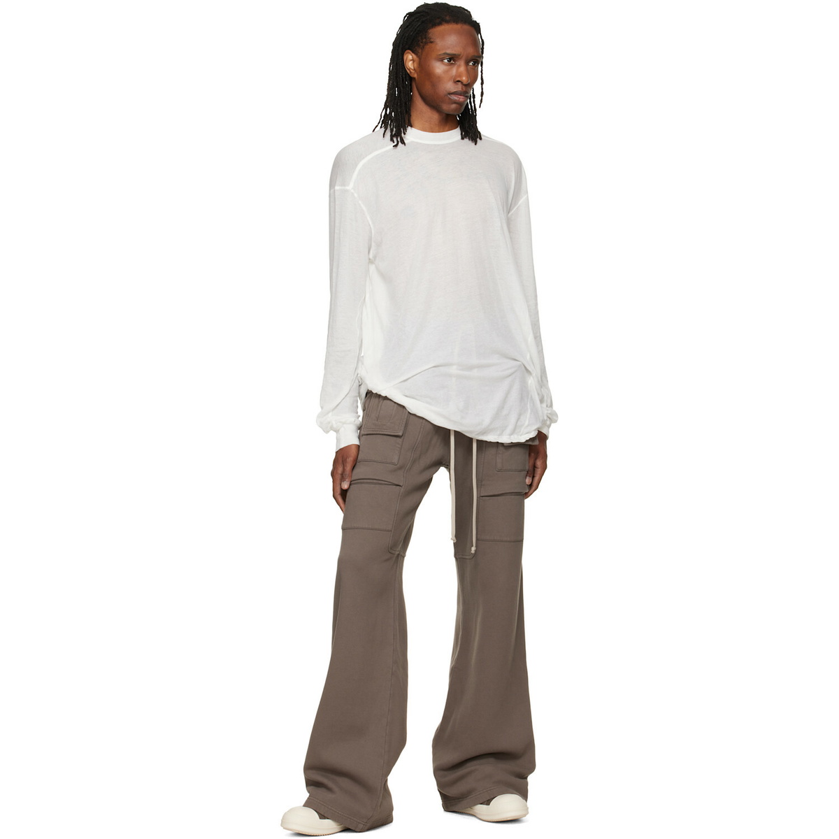 Rick Owens DRKSHDW Gray Tower Creatch Wide Drawstring Cargo Pants