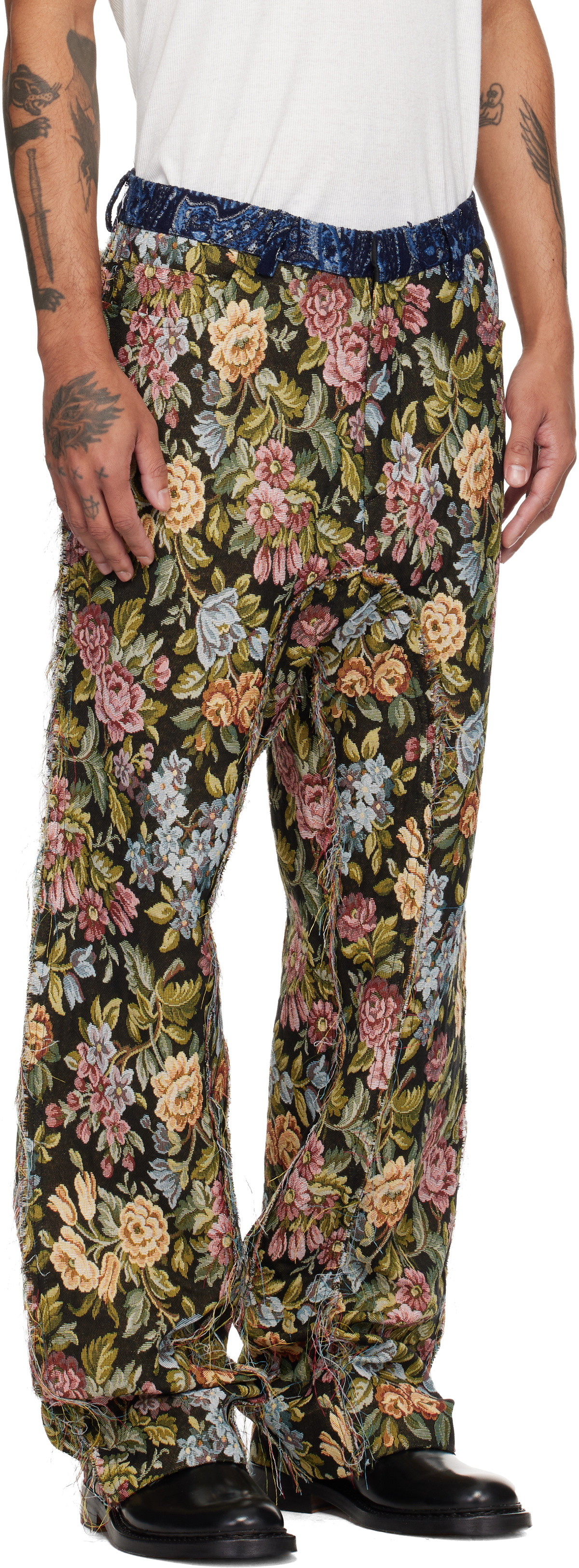 Edward Cuming Multicolor Wallpaper Raw-Edge Soft Trousers