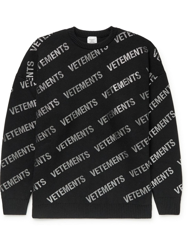 Photo: Vetements - Logo-Print Merino Wool Sweater - Black