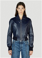 Zip Leather Jacket in Blue