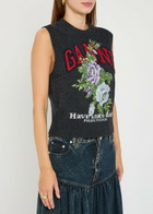 Ganni Floral-intarsia Wool-blend Vest Black