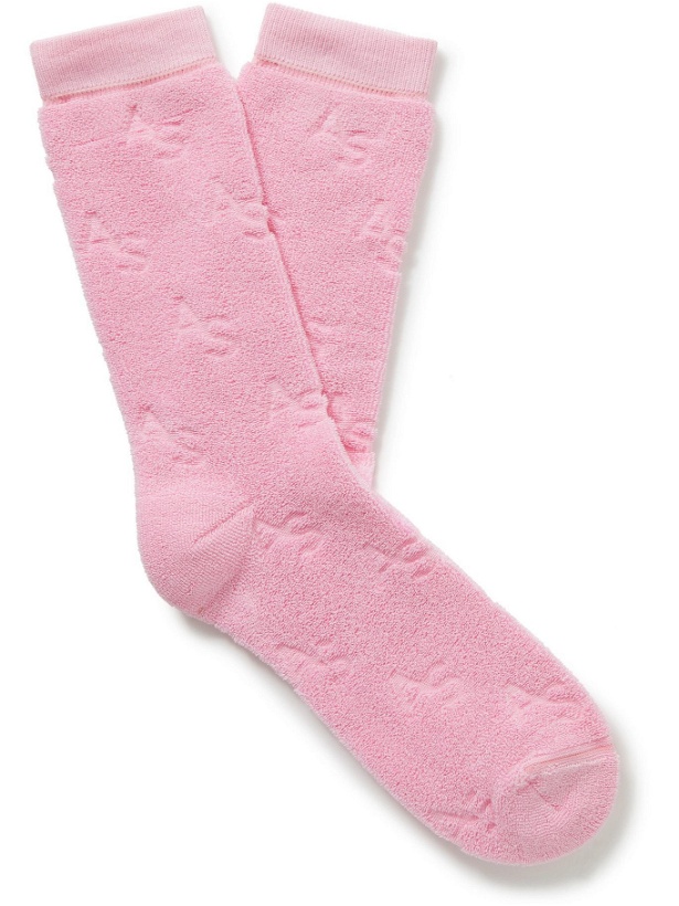Photo: Acne Studios - Stretch Cotton-Blend Terry Socks - Pink