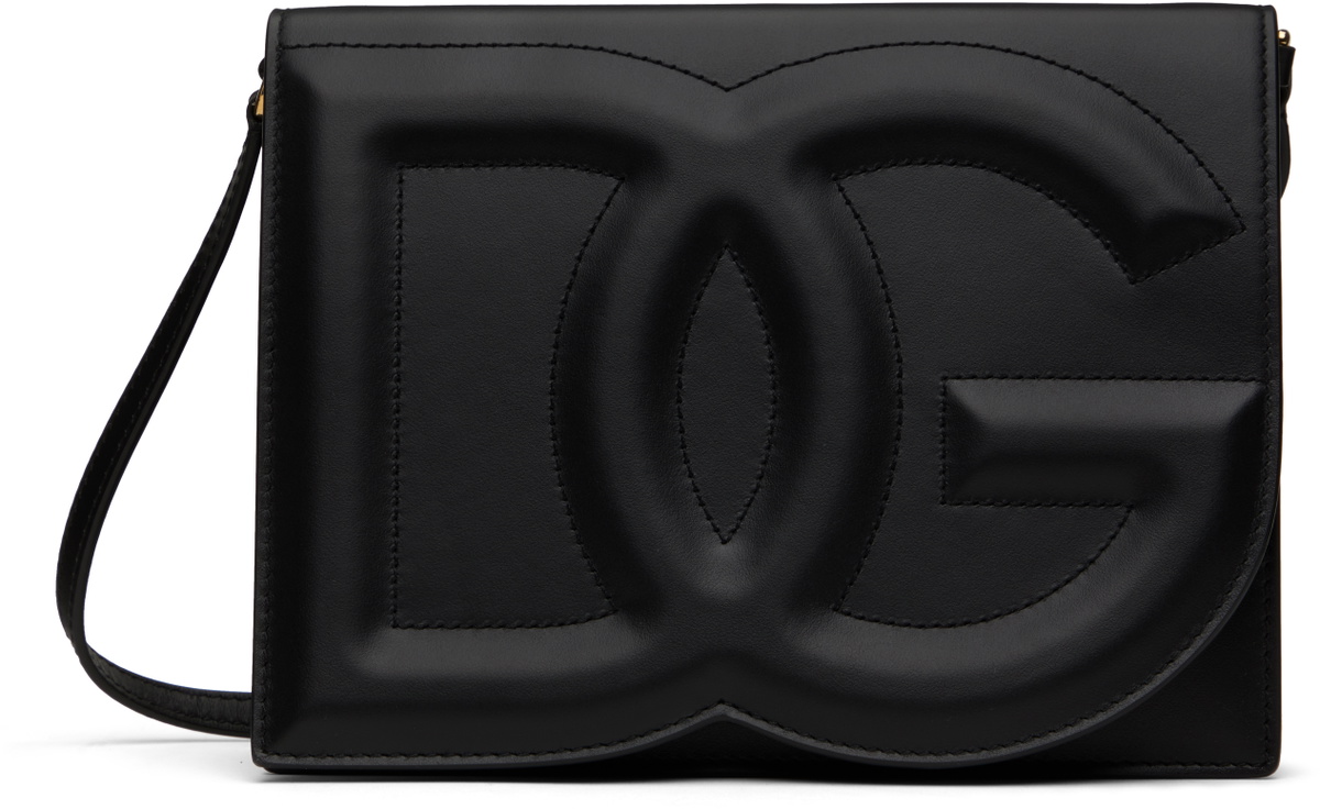 Dolce&Gabbana Black Calfskin 'DG' Logo Crossbody Bag