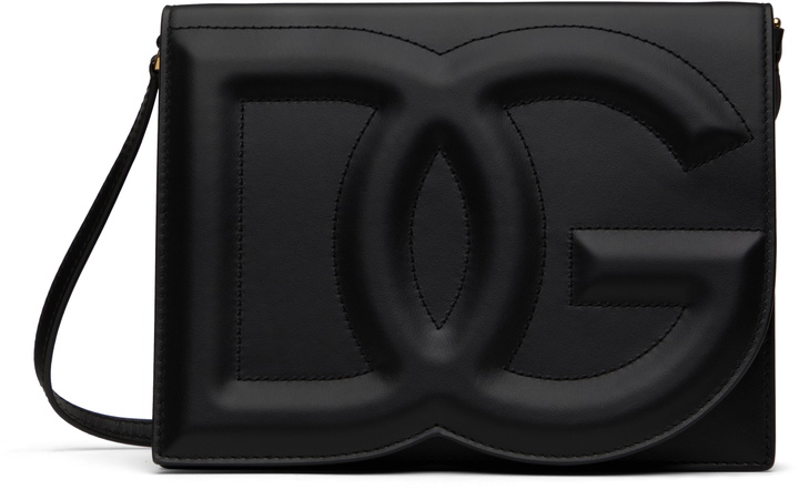 Photo: Dolce&Gabbana Black Calfskin 'DG' Logo Crossbody Bag
