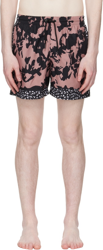 Photo: Dries Van Noten Pink & Black Printed Swim Shorts