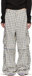 ERL Beige & Blue Zip-Off Plaid Cargo Pants