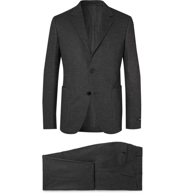 Photo: Ermenegildo Zegna - Grey Slim-Fit Brushed Cashmere and Cotton-Blend Suit - Black