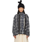 OPEN YY Black Checkered Crinkle Ruffle Shirt