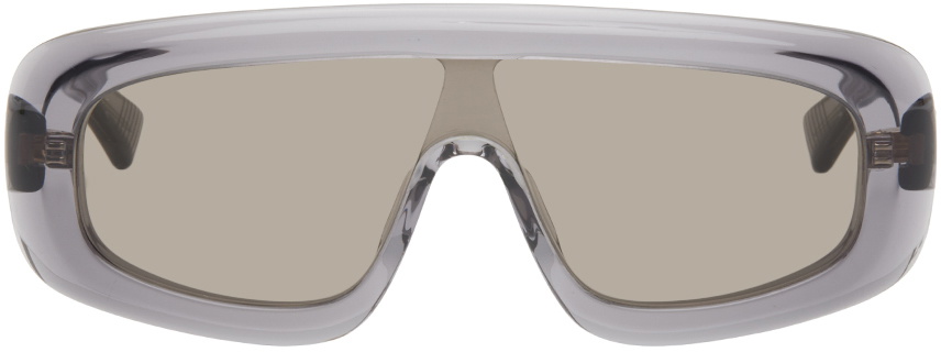 Bottega Veneta Gray Bombe Shield Sunglasses