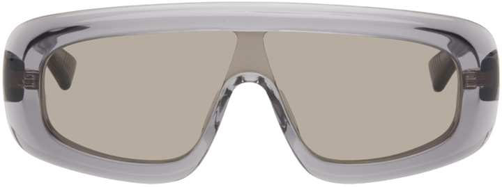 Photo: Bottega Veneta Gray Bombe Shield Sunglasses