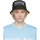 Versace Jeans Couture Black and White Embroidered Logo Bucket Hat