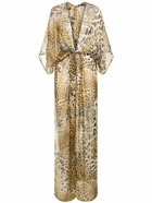 ROBERTO CAVALLI Printed Silk Chiffon Halter Maxi Dress