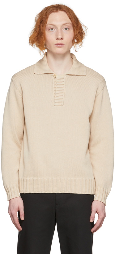 Photo: AURALEE Beige Cord Plating Knit Polo