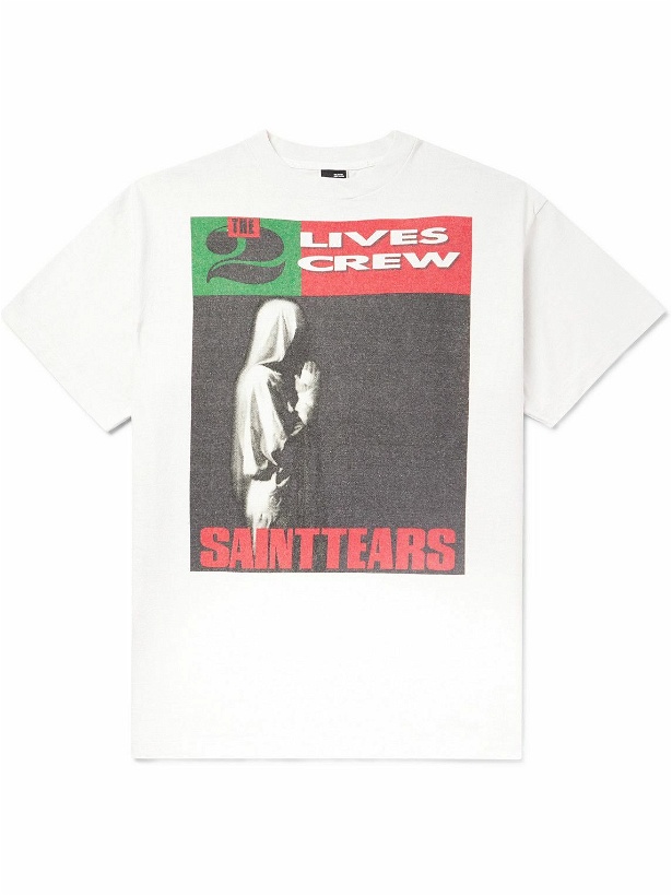 Photo: SAINT Mxxxxxx - Denim Tears Saint Tears Printed Cotton-Jersey T-Shirt - White