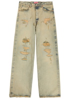 Kenzo Distressed Wide-leg Jeans Denim