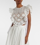 Self-Portrait Crochet ruffled crop top