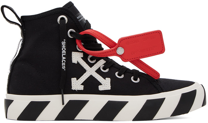 Photo: Off-White Black Mid-Top Vulcanized Sneakers