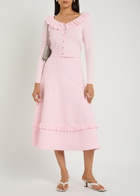 Needle & Thread Pointelle Stretch-knit Midi Skirt Pink