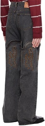 Y/Project Black Maxi Cowboy Cuff Jeans