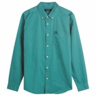Fred Perry Men's Washed Twill Shirt in Deep Mint