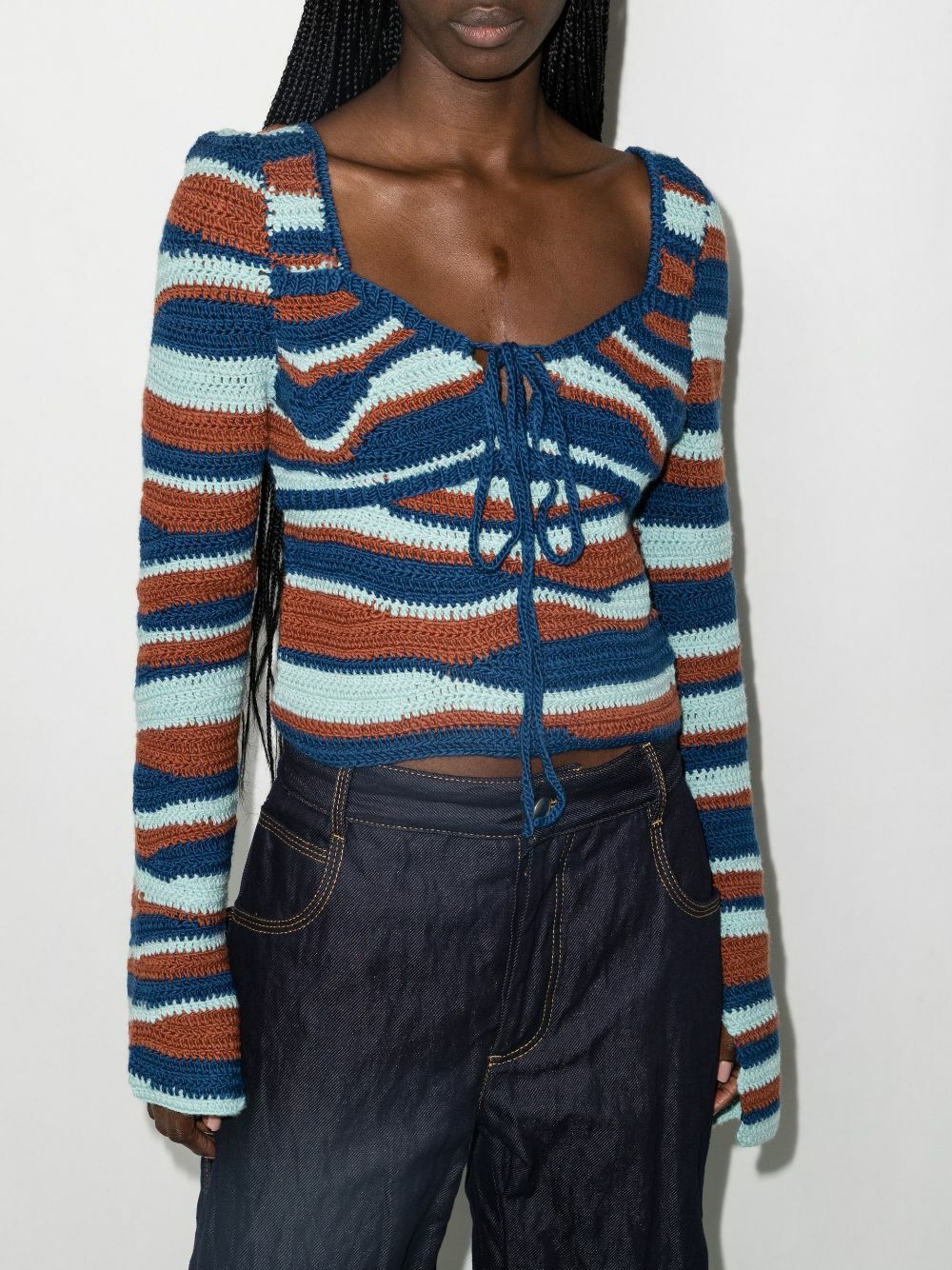 Sea Blue Wavey Merino Wool Sweater