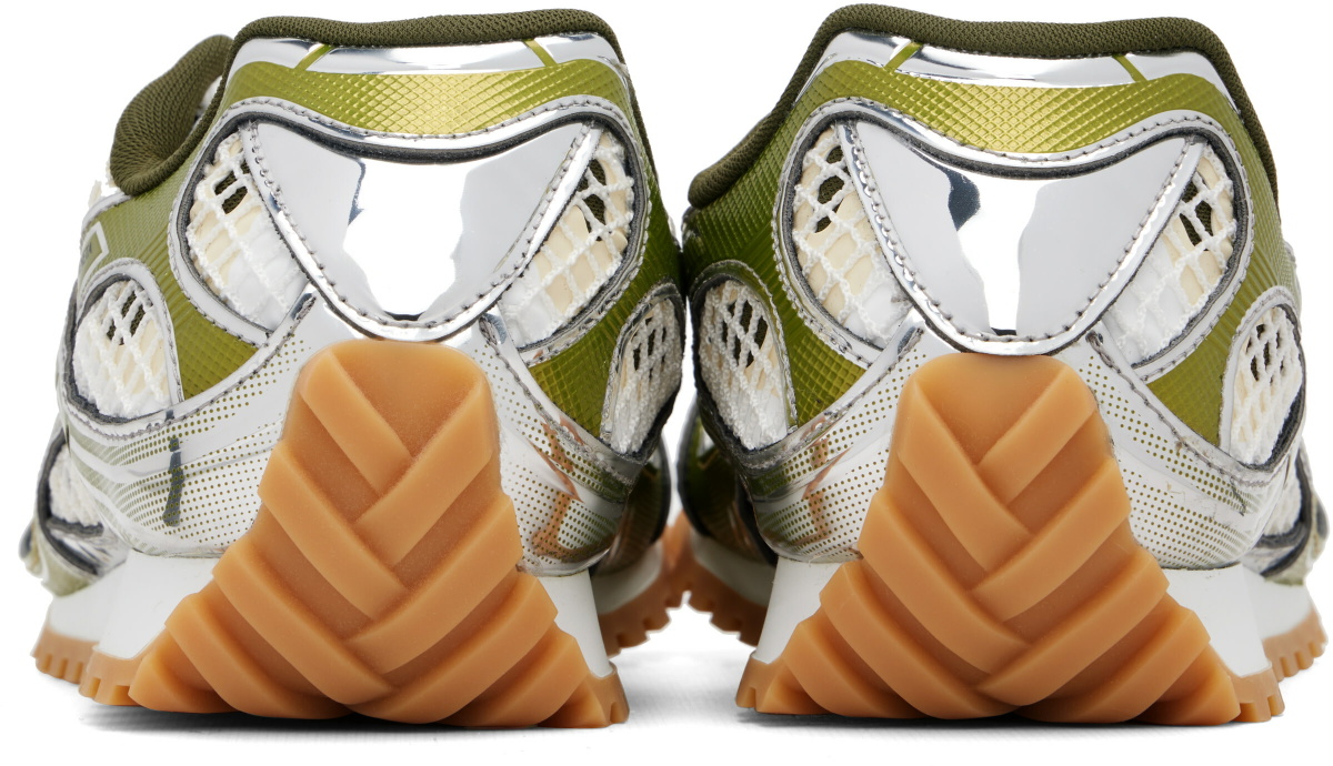 Bottega Veneta Green & Silver Orbit Sneakers
