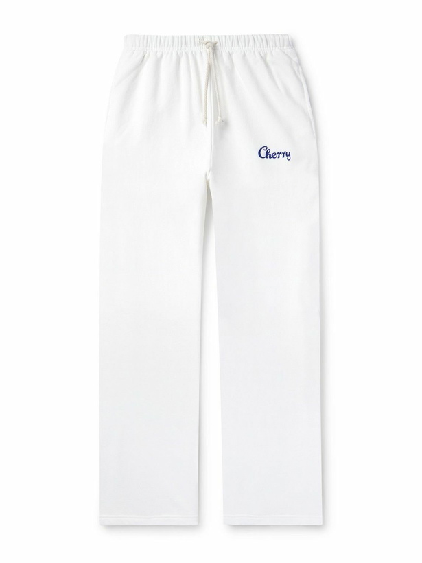 Photo: Cherry Los Angeles - Straight-Leg Garment-Dyed Cotton-Jersey Sweatpants - White