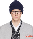 Marni Navy Mending Logo Beanie