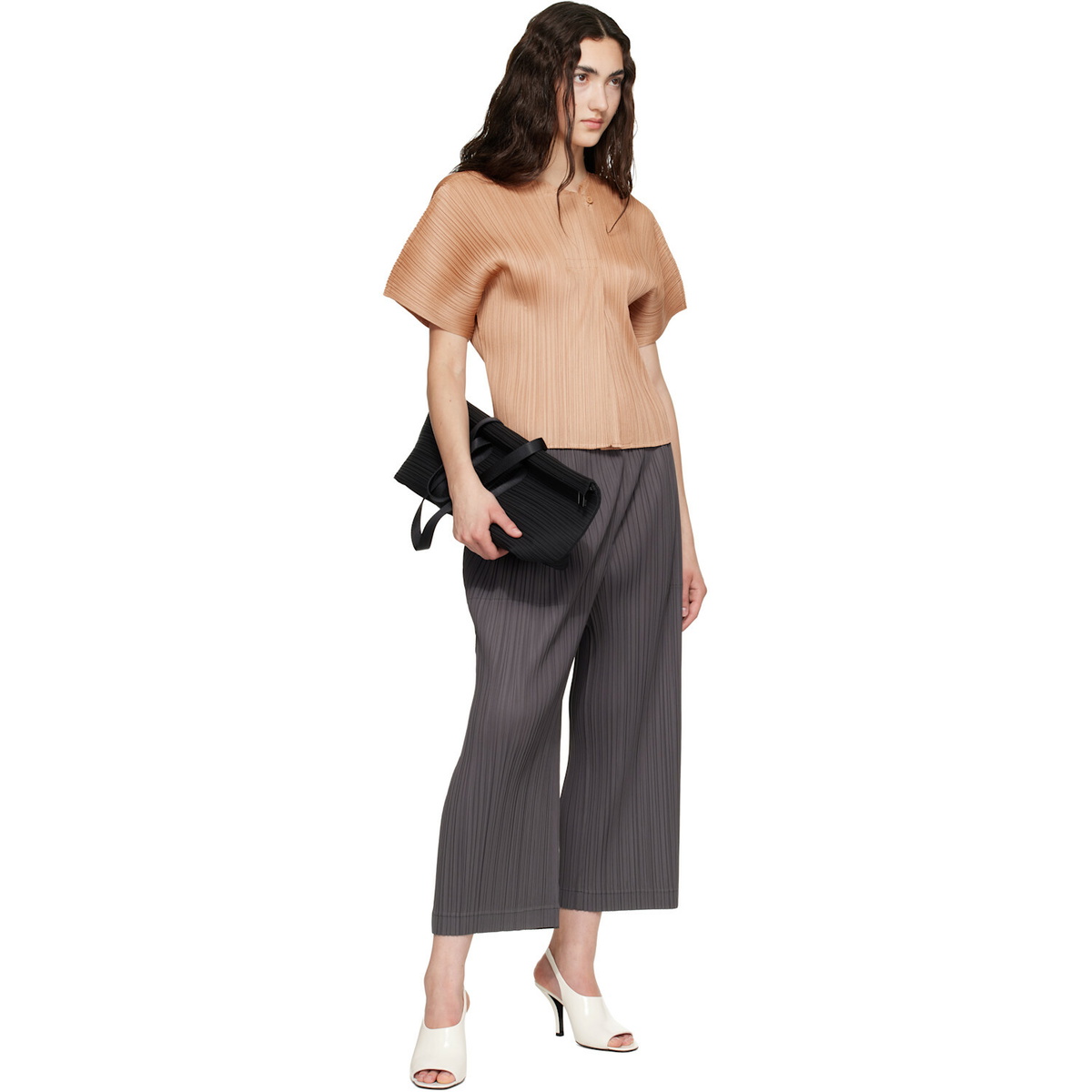 PLEATS PLEASE ISSEY MIYAKE Black Pleats Boston Bag