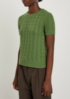 Vince Cable-knit Wool and Cashmere-blend T-shirt Light Green
