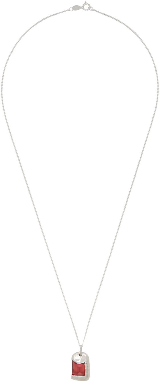 Bleue Burnham SSENSE Exclusive Silver & Red 'The Rose Pendant