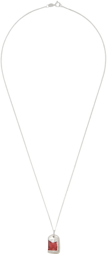 Photo: Bleue Burnham SSENSE Exclusive Silver & Red 'The Rose Pendant' Necklace