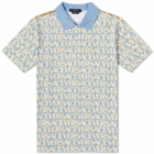 Versace Men's All Over Logo Polo Shirt in Light Blue
