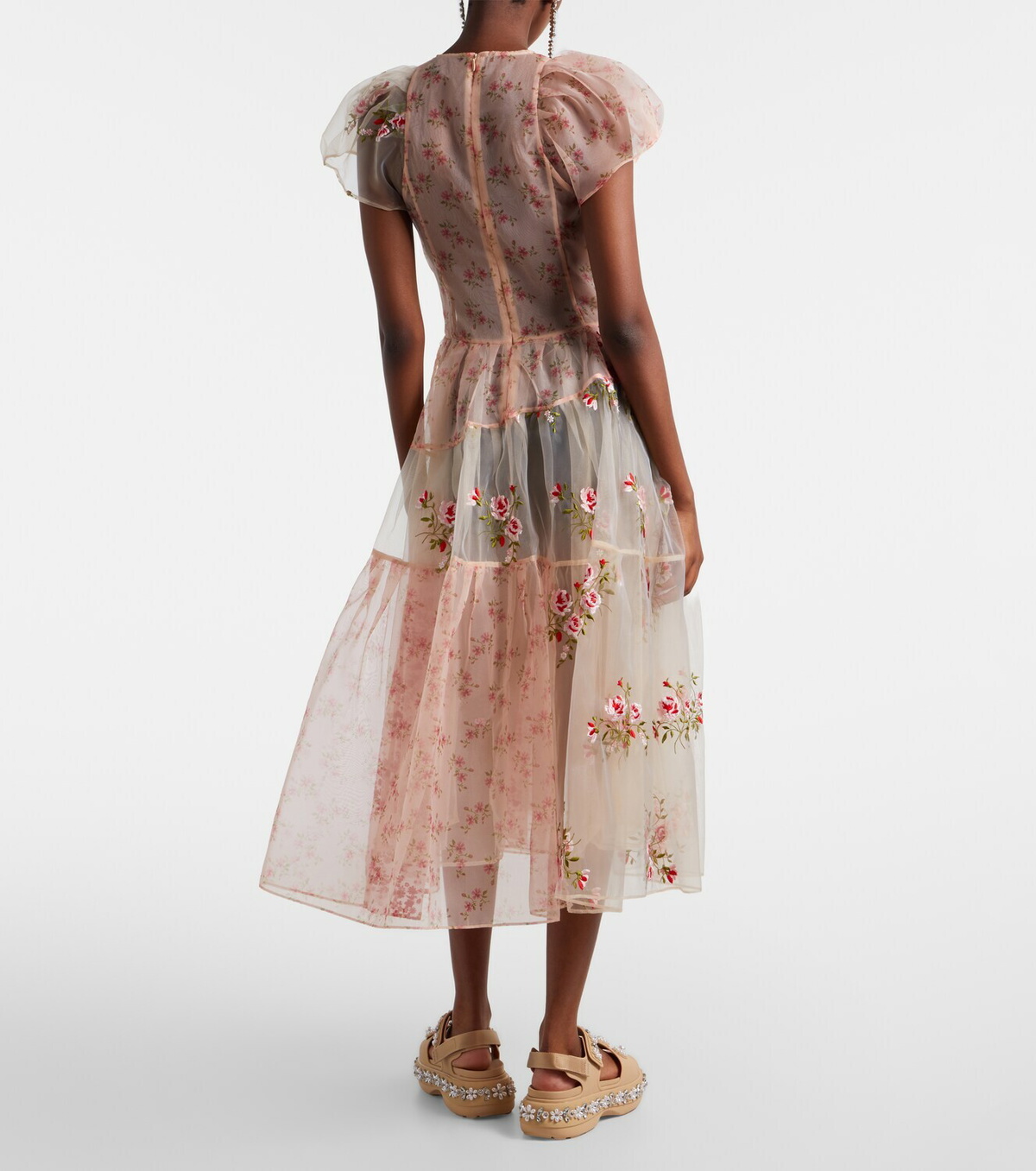 Simone Rocha Patchwork sheer organza midi dress