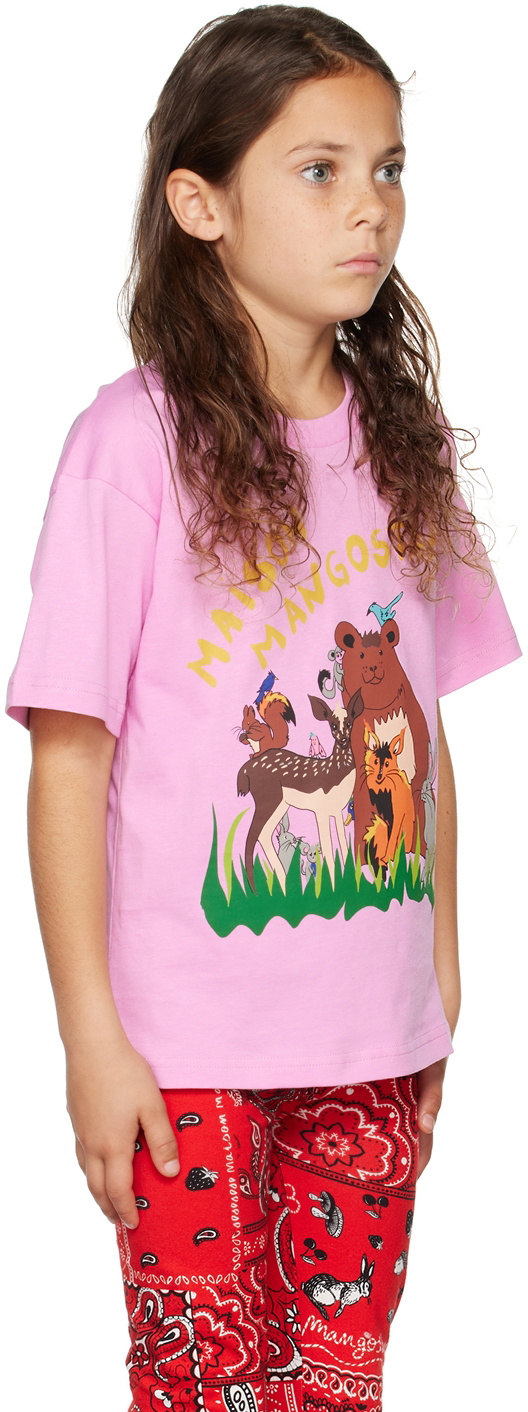 【新品】Maison Mangostan shirt 6y Maison Mangostan Kids Pink Forest Family T-Shirt Maison Mangostan