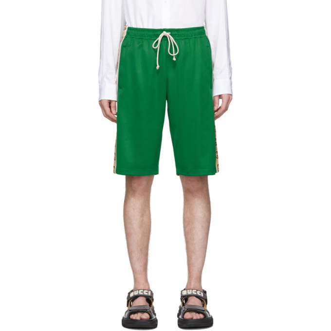 Photo: Gucci Green Jersey GG Ribbon Shorts
